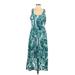 INC International Concepts Casual Dress - High/Low: Teal Tropical Dresses - Women's Size Small