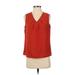 Calvin Klein Sleeveless Blouse: Orange Tops - Women's Size Small