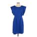 Eliza J Casual Dress - Popover: Blue Solid Dresses - Women's Size 4