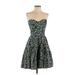 Frock! by Tracy Reese Cocktail Dress - Fit & Flare Sweetheart Sleeveless: Teal Leopard Print Dresses - Women's Size 10