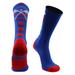 LAX Lacrosse Socks with Lacrosse Sticks Athletic Crew Socks (Royal/Red Large)