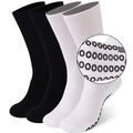 Diabetic Yoga Socks Non Skid Diabetic Socks Men Women Extra Wide Non-Binding Grip Non Slip Crew Cotton Diabetic Socks for Home Hospital 4 Pairs White+Black