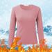 Harpily Thermal Underwear Top For Women O Neck Fleece Lined Thermal Thermal Underwear Slim Tops Long Sleeve Thermal Shirts Winter Tops Pink XL