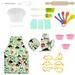 Lieonvis 25/26Pcs Kids Baking Set with Apron Educational Chef Dress Up Kitchen Role Play Toys Washable Reusable Kids Baking Utensils Set Creative Dinosaur/Unicorn Cooking Supplies