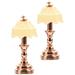2 Pcs Dollhouse Bedside Lamp Dolls Mini Desk Miniature Table Light Night Stand Rose Gold