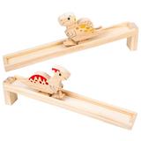 Animal Downhill Toy Inertia Household Children Decor for Kids Wooden Dinosaur Tracks Race Toddler