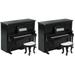 2 Sets Wood Dollhouse Furniture Mini Stool Model Upright Piano and Bench Decorative Ornaments Child