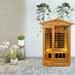 Outdoor Sauna 2 Person Basswood Far Infrared Sauna for Home 1750W Bluetooth Speakers LED Reading Lamp Chromotherapy Lamp for Indoor and Outdoor Wooden Sauna