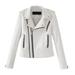 Pgeraug Long Sleeve Shirts for Women Leather Short Jacket Jacket Zipper Quilting Trend Pu Short Jacket Motorcycle Jacket Suits for Women White Xl