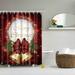 EUBUY Merry Christmas Fabric Shower Curtain Waterproof Polyester Happy Near Curtain with 12pcs Hooks Bathroom Red 70.86 x70.86