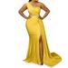VBARHMQRT Spring Maxi Dresses for Women 2024 Wedding Women Sexy One Shoulder Long Prom Dress Elegant Bodycon Maxi Formal Party Evening Gowns with Slit Dress Boots Women