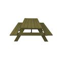 HomeRoots 30 x 94 x 66 in. Green Solid Wood Outdoor Picnic Table with Umbrella Hole