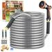 Metal Garden Hose 75 ft 304 Stainless Steel Metal Garden Hose with Splitter & 6 Extra Rubber Washers for Lawn Watering Heavy Duty Lightweight Kink-Free