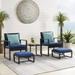 Orange-Casual 5-Piece Outdoor Furniture Set Patio Steel 4 Sitting Conversation Set with Ottomans & Soft Washable Cushions Navy blue