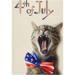 Wellsay Garden Flag Double Sided 4th of July Tabby Cat Roaring Fade Resistant Burlap Seasonal Flags 12x18 Inch Yard Flag for Outside Lawn Patio Porch House Decor