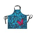 ALAZA Butterflies Abstract Funny Apron with 2 Pockets for Women Men Adjustable Garden Bib