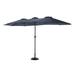 14.8 Ft Outdoor Rectangular Patio Umbrella Rust-Resistant Steel Double Sided Market Table Umbrella with Crank