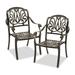 Hassch Set of 2 Cast Aluminum Patio Dining Chairs Stackable Outdoor Dining Chairs with Armrests Outdoor Bistro Chairs for Balcony Backyard Garden Bronze