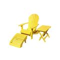 Poly Lumber Design Porch Folding Chair with Ottoman & Side-Table Set Everlasting PolyTuf HDPE- Amish Crafted-Made in USA-Yellow