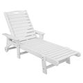Hassch Outdoor Chaise Lounge Chair Waterproof Pool Furniture with Reclining Adjustable Backrest & Wheels for Beach Tanning Poolside Patio White