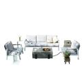 Moda furnishings 6-Piece Patio Aluminum Sofa Set with Rectangular Firepit and Side Table