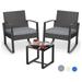 Jaxnfuro 3 Pieces Wicker Patio Furniture Set Outdoor Rocking Chair Sets with Cushion Porch Furniture Set with Glass Table Modern Rattan Conversation Sets for Porches and Balcony Grey Cushion