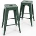 JOMA 24 Inch Metal Stools Backless Counter Height Barstools Indoor Outdoor Stackable Stools with JOMA Seat Set of 2 (Dark Green)