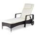 Casart Outdoor Rattan Recliner Chair Patio Chaise Lounge with Adjustable Backrest and Wheels