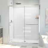 Dreamline Infinity-Z 32 in. D x 60 in. W x 78 3/4 in. H Sliding Shower Door, Base, and White Wall Kit in Chrome and Clear Glass D2096032XXC0001