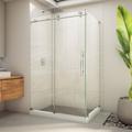 Dreamline Enigma-X 32 1/2 in. D x 48 3/8 in. W x 76 in. H Clear Sliding Shower Enclosure in Polished Stainless Steel SE6148F320VDX08
