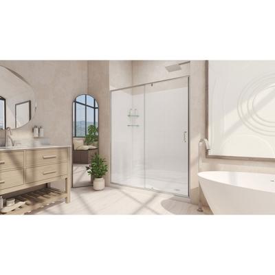 Dreamline DreamLine Flex 30 inch D x 60 inch W x 78 3/4 inch H Semi-Frameless Pivot Shower Door in Brushed Nickel, Right Drain Shower Base, and Wall Kit in White D2226030XXR0004