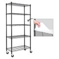 LeCeleBee 5-Shelf Shelving Units and Storage on 3 Wheels with Shelf Liners Set of 5 NSF Certified Adjustable Heavy Duty Carbon Steel Wire Shelving Unit (30W x 14D x 63.7H) Pole Diameter 1 Inch