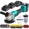 Cordless Angle Grinder 21V Power Angle Grinder Tools with 2PCS 4.0Ah Batteries & Fast Charger 9000RPM Brushless Motor Metal Grinder 4-1/2 Cutting Wheels Flap Disc for Cutting Polishing