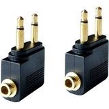 Dual 3.5mm Male to 3.5mm Female Airplane Headphone Adapter Gold Plated (2 Pack)