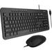 Wired Keyboard and Mouse Combo Full Sized Ergono USB Keyboard and Mouse Wired - Slim and Quiet Wired