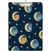 Wellsay Good Night Owl Clipboard Classrooms Office Clipboard A4 Standard Letter Size 9 x 12.5 with Low Profile Metal Clip Decorative Clip Boards for Teachers
