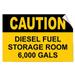 Traffic & Warehouse Signs - Caution - Diesel Fuel Storage Room 6 000 Gals Business - Weather Approved Aluminum Street Sign 0.04 Thickness - 10 X 7