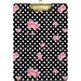 Wellsay Pink Waterlily Lotus Flower Polka Dot Clipboards for Kids Student Women Men Letter Size Plastic Low Profile Clip 9 x 12.5 in Golden Clip