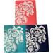 Pad Set Of 3 Versailles Folders (Red Teal And Navy With White Floral Scroll)