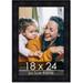 18X24 Frame Black Contemporary Wood Picture Frame - UV Resistant Protective Front Acid- Foam Board Backing & Hanging Hardware Included