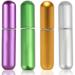 4PCS 5ml Perfume Atomiser Refillable Portable Mini Spray Travel Perfume Bottle Empty Atomiser Perfume Spray Bottle for Travel Business Trip (Matte-Gold Silver Green Purple)