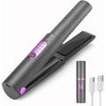 Cordless Hair Straighteners Curler 2 in 1 Mini Portable Travel Wireless Flat Iron Fast Heat Up Anti-Scald 3-Level Straightener for Swift Smooth and Glossy Hair Type-C Rechargeable (Grey)