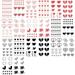 Everjoy Red Black Love Hearts Temporary Tattoos 15 Designs 2 Colors 360 Patterns Waterproof Valentines Decal Tattoo Stickers for Women