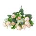 1 Branch Simulation Rose Realistic Green Leaves Chic Photography Props Scene Layout Table Decoration Multi-head Faux Silk Rose Flower Bridal Flower Ornament Wedding Party Decoration