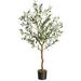 Artificial Olive Tree Tall Faux Silk Olive Trees for Home Office Living Room Decor Indoor Fake Potted Tree with Natural Wood Trunk and Lifelike Fruits