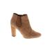 Lauren by Ralph Lauren Ankle Boots: Chelsea Boots Chunky Heel Casual Tan Solid Shoes - Women's Size 8 1/2 - Almond Toe