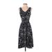 Ann Taylor Cocktail Dress - Fit & Flare: Black Floral Motif Dresses - Women's Size X-Small Petite