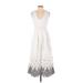 Point Sur Casual Dress - Midi: White Damask Dresses - Women's Size 2