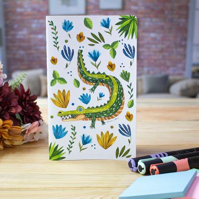 'Eco-Friendly Recycled Paper Notepad with Crocodile Motif'