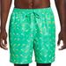 Nike Swim | New Nike Men's 7" Green Print Swoosh Swim Trunks- Size Medium | Color: Green/Yellow | Size: M